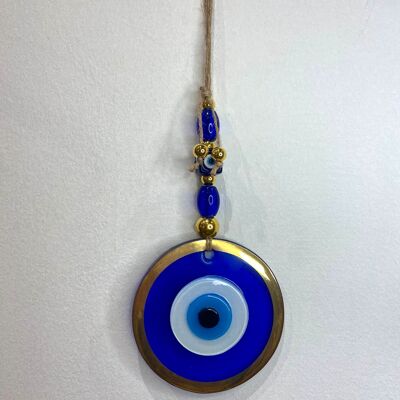 Gold und Blau – Schutzauge, handgefertigt in der Türkei aus Glaspaste