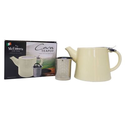 Cara Ceramic Cream McEntee's Teiera con filtro per tè, coperchio in acciaio inossidabile, 510 ml (1-2 tazze)