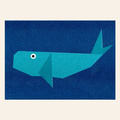 Postcard origami whale