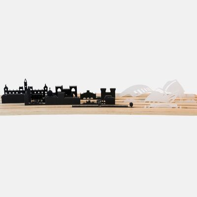 Formas del horizonte de la silueta de la ciudad en 3D de Valencia (modelo de juguete y decoración de arquitectura)
