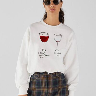 Sweatshirt Ladies "I Do Not Understand you, oh now I do"__XL / Bianco