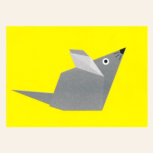 Postkarte Origami Maus
