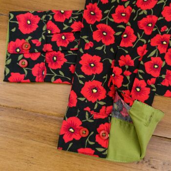 Grenouille Chemise à manches longues noire avec imprimé coquelicot rouge 6