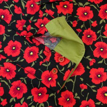 Grenouille Chemise à manches longues noire avec imprimé coquelicot rouge 7