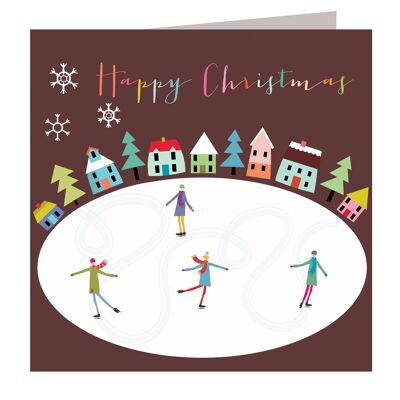TF04 Tarjeta navideña de patinaje sobre hielo