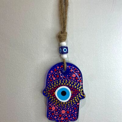 Mano de Fatma - Ojo protector elaborado artesanalmente en Turquía en pasta de vidrio