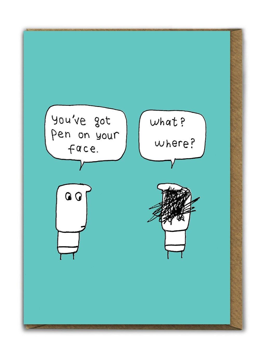 Tarjeta de cumpleaños divertida en relieve - Pluma en tu cara