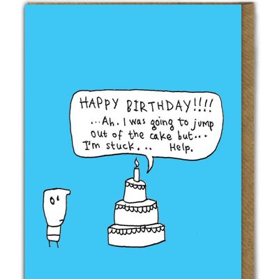 Lustige Geburtstagskarte mit Prägung – Jump Out Of Cake