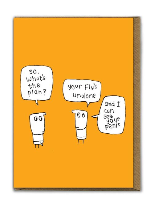 Funny EMBOSSED Birthday Card - Your Fly's Undone