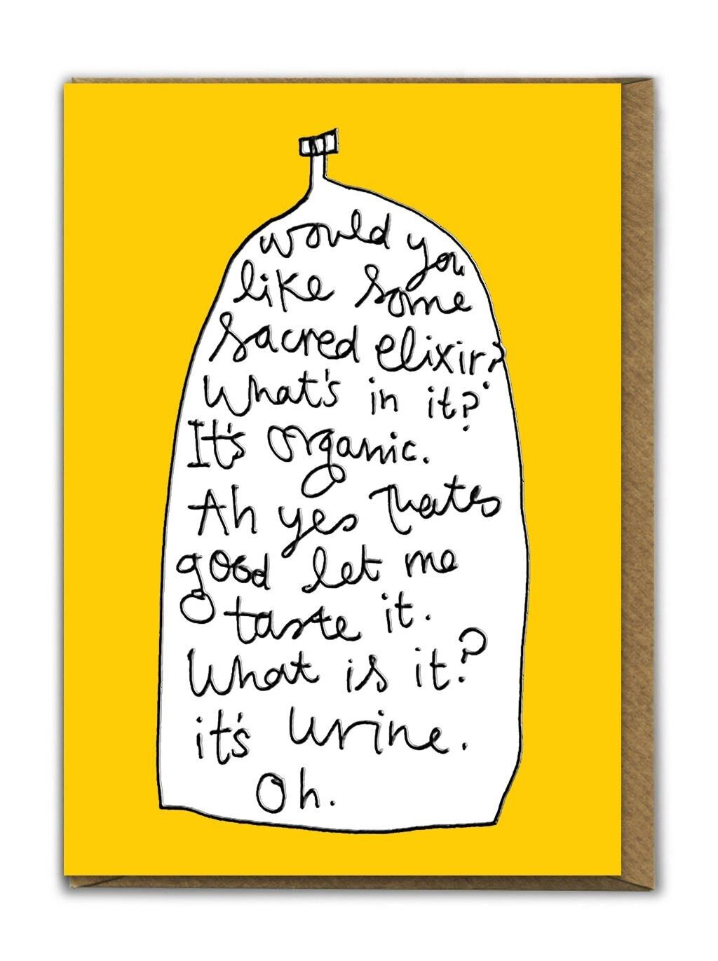 Funny EMBOSSED Birthday Card - Sacred Elixir