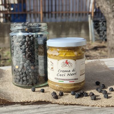 Italian Black Chickpea Cream in glass jar 280gr