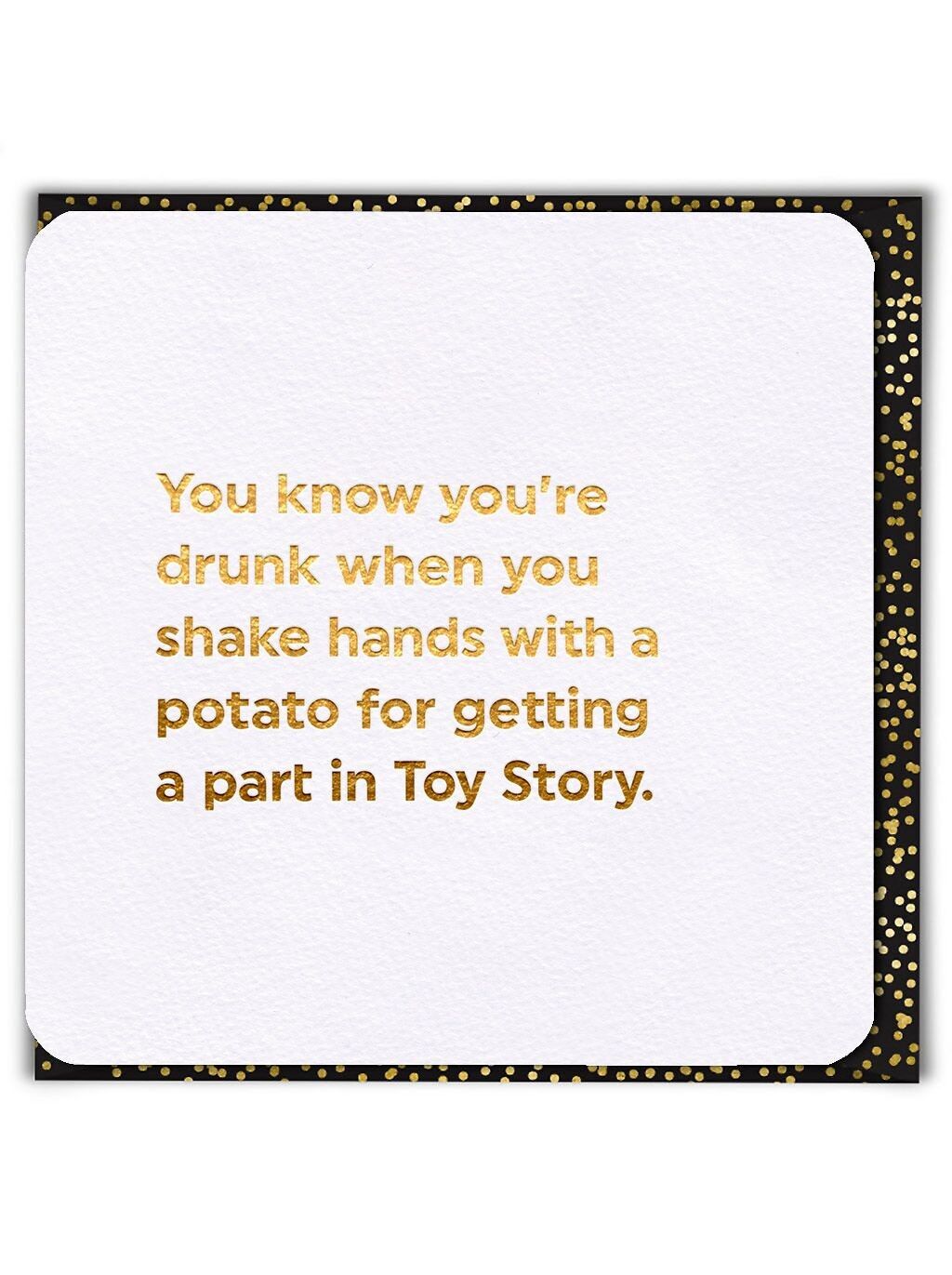 Biglietto d'auguri divertente: stringi la mano a una patata