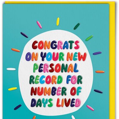 Funny EMBOSSED Birthday Card - Personal Record