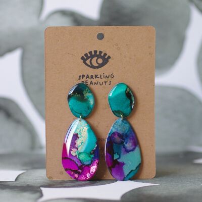 Earrings | Unique piece | Rock turquoise & pink