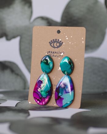 Boucles d'oreilles | Pièce unique | Rock turquoise & rose 2