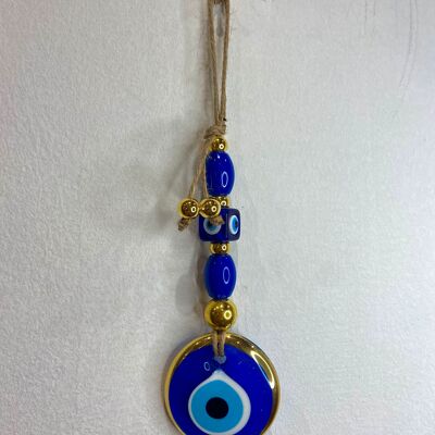 Mini azul medianoche y oro - Ojo protector hecho a mano en Turquía en pasta de vidrio