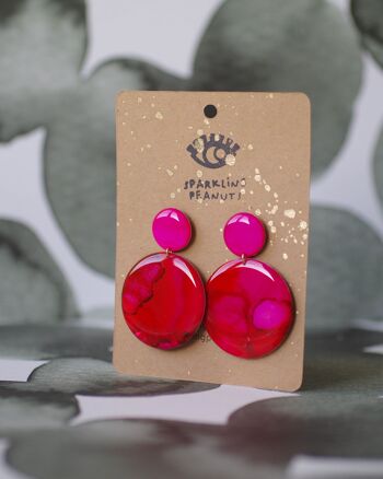 Boucles d'oreilles | Pièce unique | Round rose & rouge 2