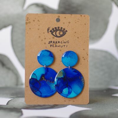 Earrings | Unique piece | Blue round