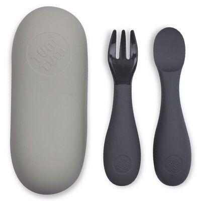 Set posate e custodia in silicone - Grigio