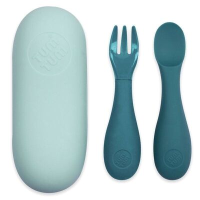 Cutlery set and silicone case - Blue
