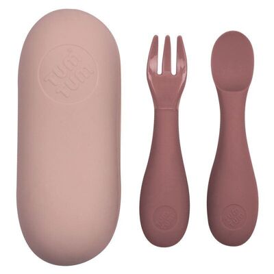 Cutlery set and silicone case - Pink