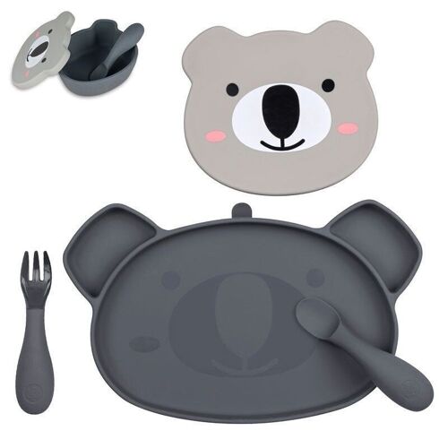 Coffret repas en silicone Koala Gris