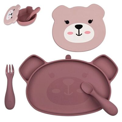 Rosafarbene Teddybär-Mahlzeitbox aus Silikon