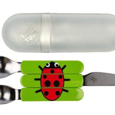 Set of 3 Puzzle cutlery with its Ladybird case