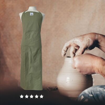 Cerámica / Barro / Delantal de cerámica con serraje Lona Verde