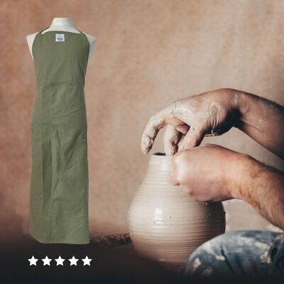 Ceramics / Clay / Pottery apron with split Canvas Green