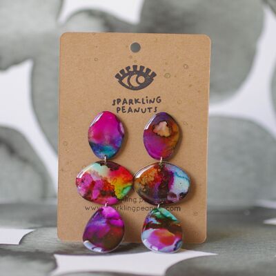 Earrings | Unique piece | Multicolored pebble