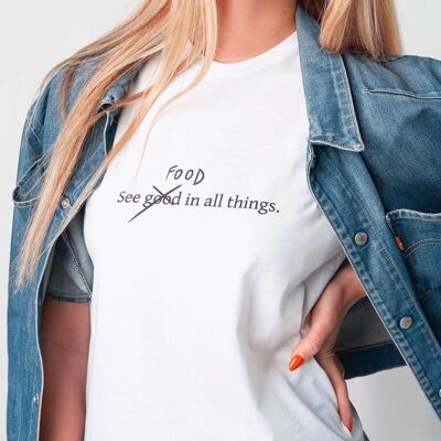 T-Shirt "See Food In All Thing"__M / Bianco