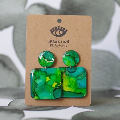 Earrings | Unique piece | Green Square