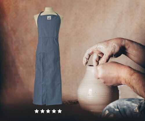 eramics / Clay / Pottery apron with split Canvas Blue