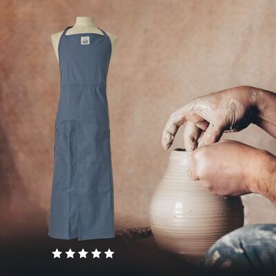 Eramics / Argile / Tablier de poterie avec toile fendue Bleu