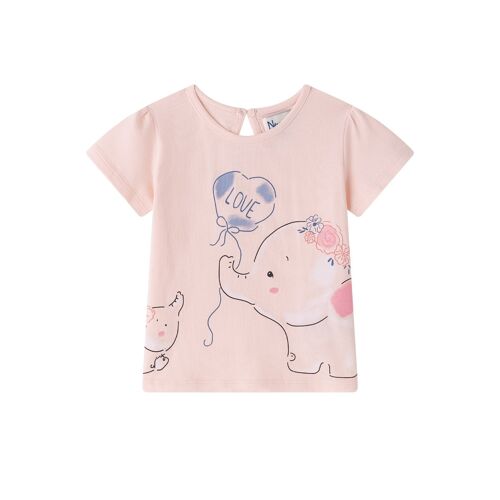 Camiseta Rosa de elefantes de niña
