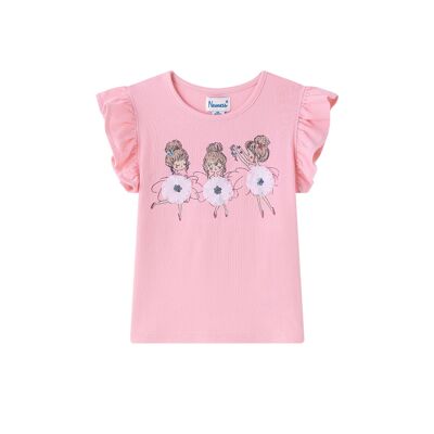 T-shirt rosa con ballerine