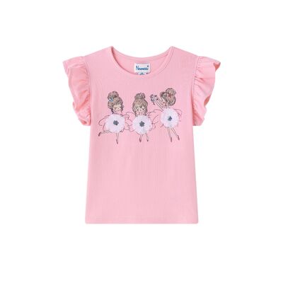 Pink T-shirt with ballerinas