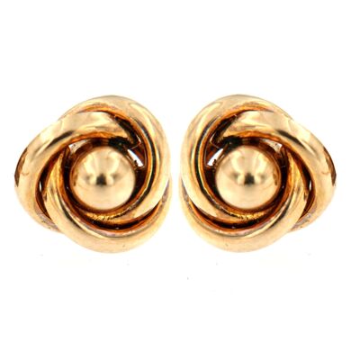 18k - Boucles d'oreilles noeud moyen, demi boule 4mm