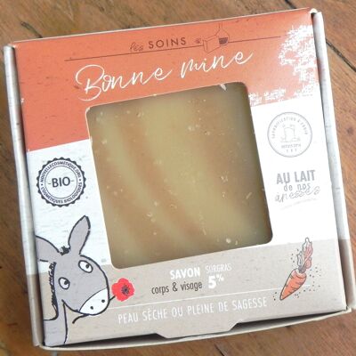 Organic care soap with donkey milk & patchouli, cold saponified - Bonne Mine