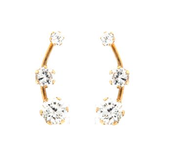 18k - Boucles d'oreilles 3 zrcs blancs x 2