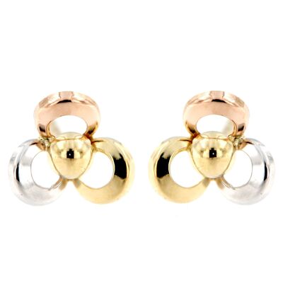 18K - Earrings 3hoops Tricolor ball