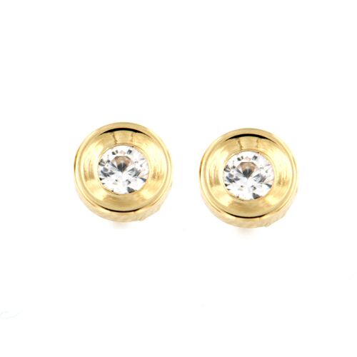 9K - Earrings round frame with Zr.
