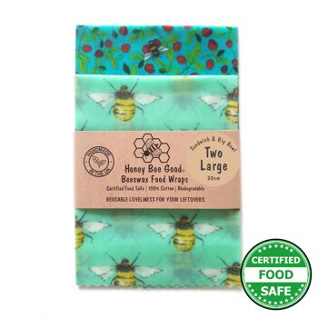 2 grands sandwichs/grands bols à la cire d'abeille | Fabriqué à la main au Royaume-Uni Beeswax Wrap | Emballage alimentaire | Cuisine italienne 1