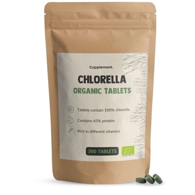 Cupplement - Chlorella 300 Tabletas - Orgánica - Sin Polvo ni Escamas - Suplemento - Superalimento - Espirulina