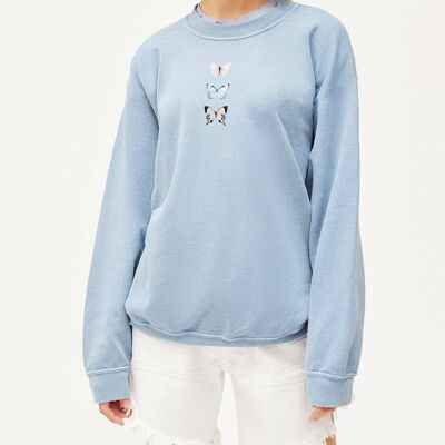 Hooded sweatshirt Choker "Butterflies"__S / Azzurro