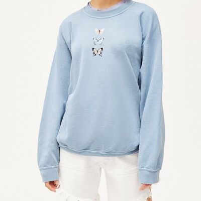 Hooded sweatshirt Choker "Butterflies"__XL / Azzurro