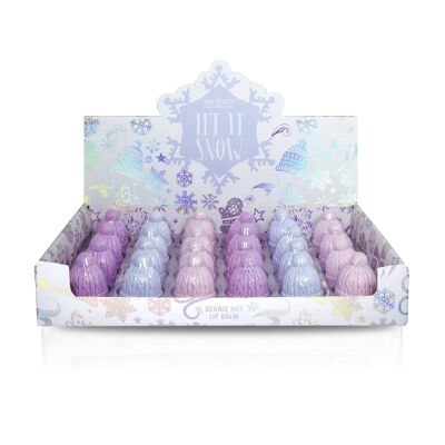Mad Beauty Let it Snow Beanie Lip Balms display