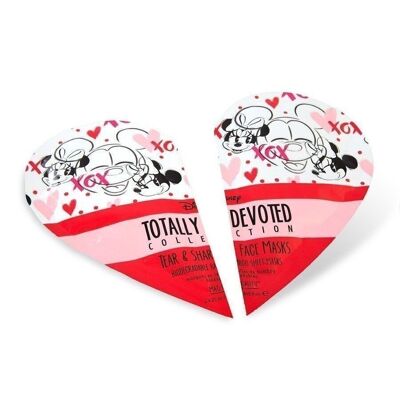 Mad Beauty Disney Minnie Mickey Totally Devoted Tear & Share Sheet Mascarillas faciales - 1 paquete de 12