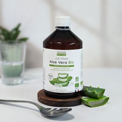 Organic Aloe Vera juice to drink with pulp - 99.8% native juice - 500ml